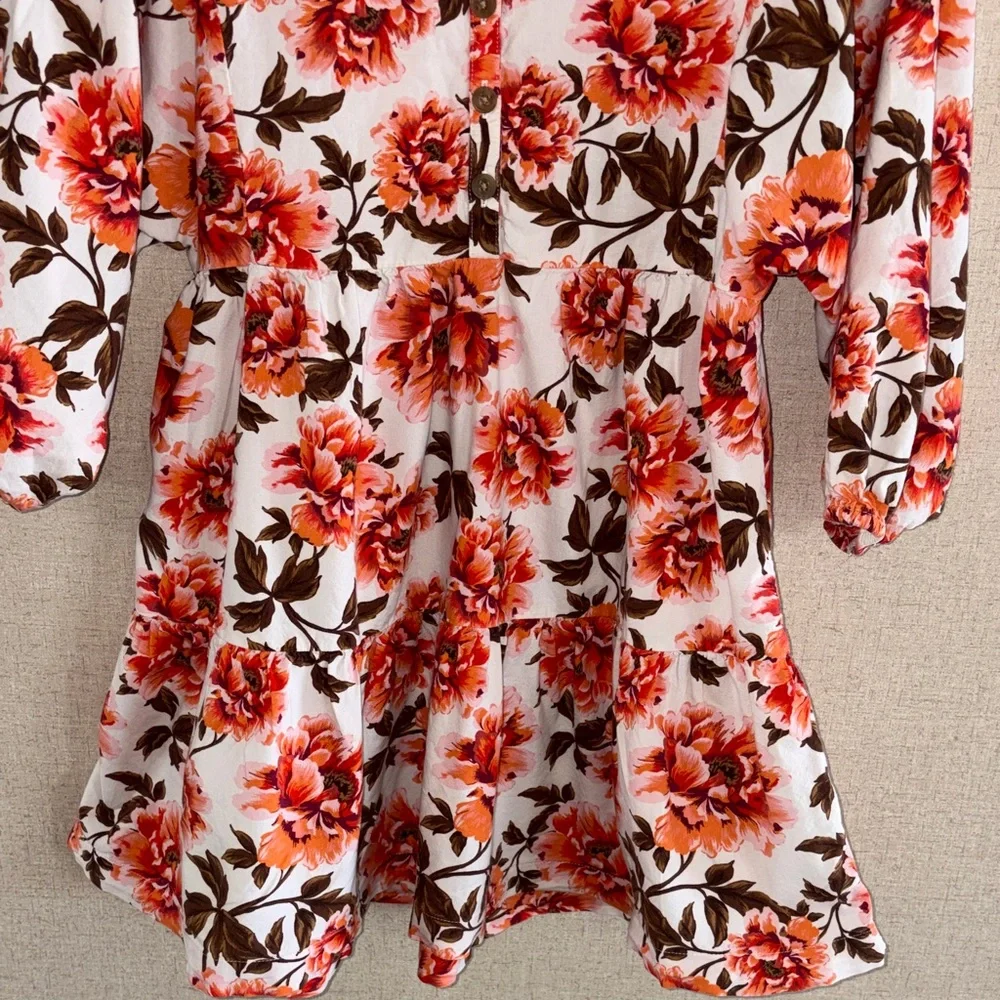 Old Navy Girls Floral Dress Sz L 10/12 Tiered Cottagecore Farmhouse Boho